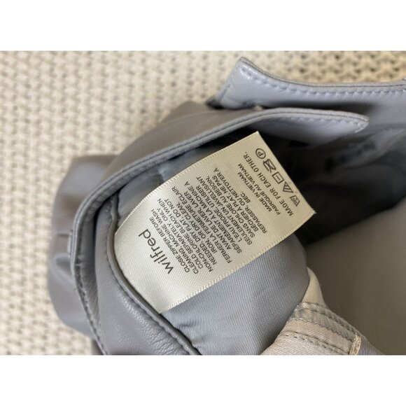 Aritzia Wilfred Gray Faux Leather Pants Women size 00 Straight Leg Moto Neutral - Picture 9 of 16